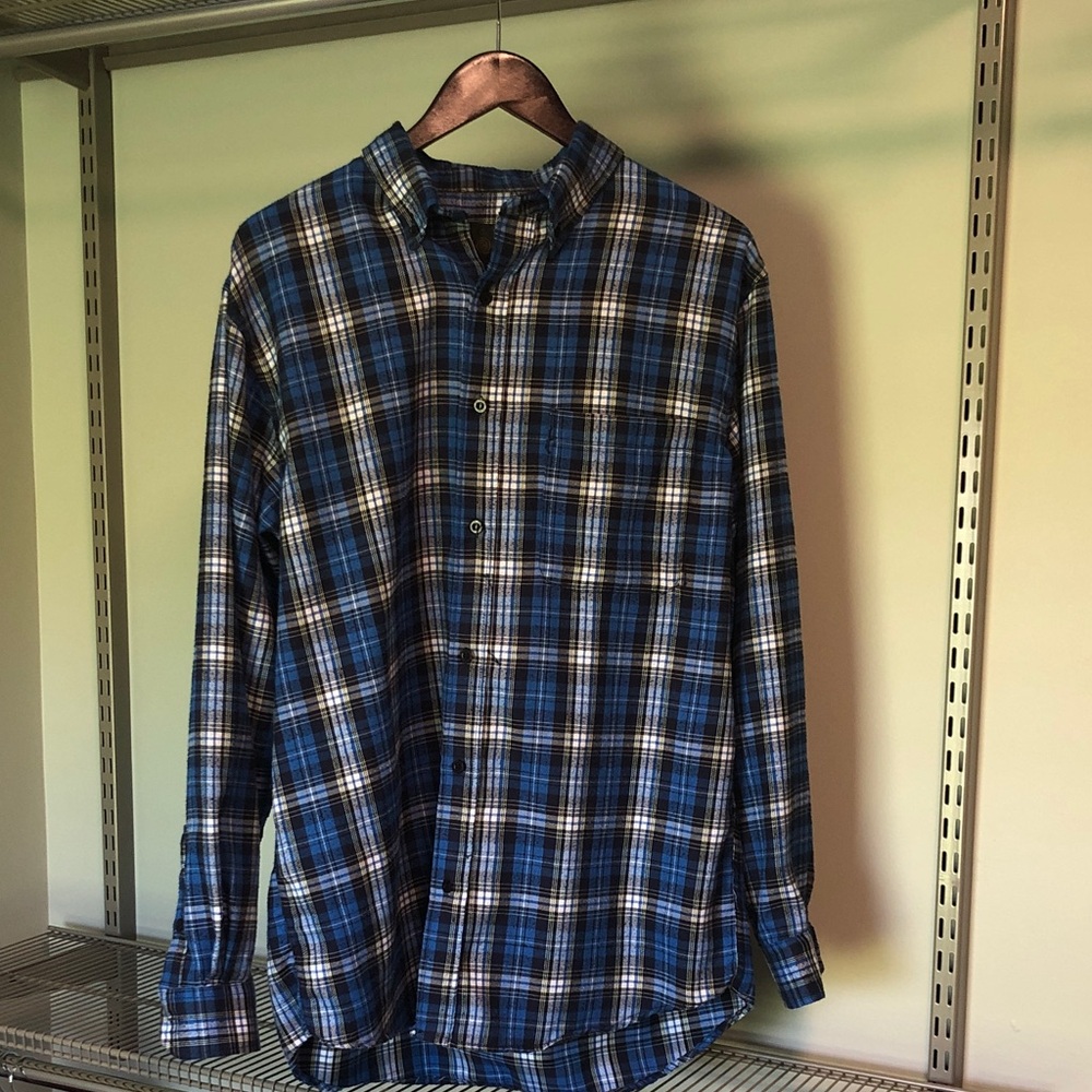 Navy Plaid Men's Casual Shirt